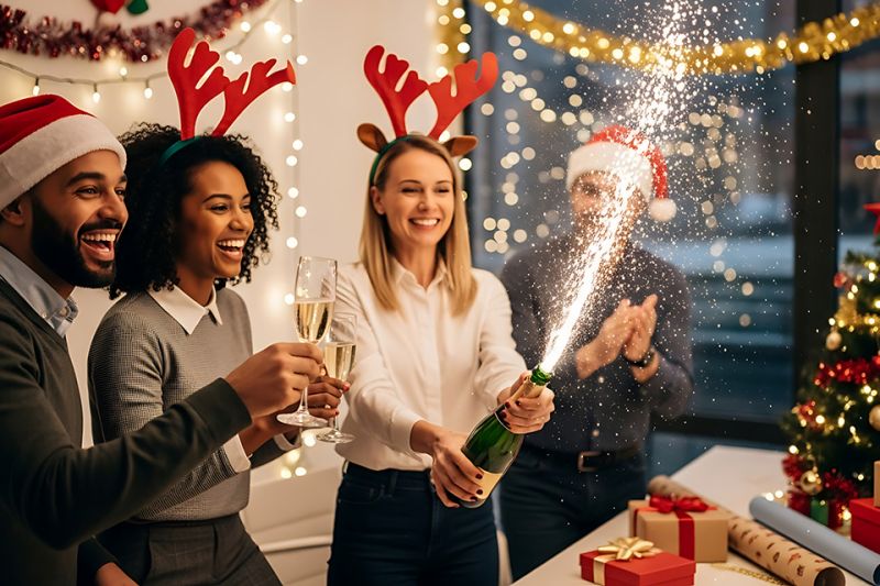 Foto: Personen bei Weihnachtsfeier